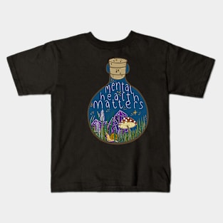 Mental Health Matters Design- Cottage Core Mushroom Crystals Kids T-Shirt